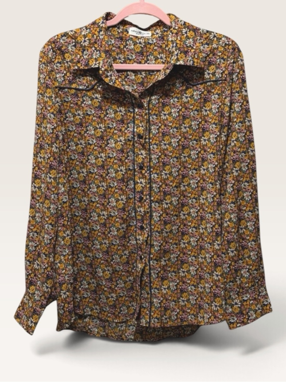 Natural Life Floral Western Snap Button Shirt Blouse XL
